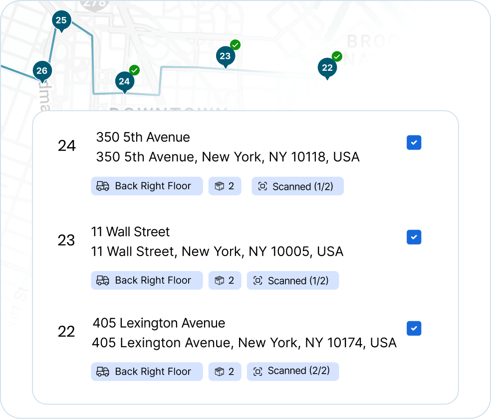 Barcode scanner tracking packages from pickup to delivery with real-time scan logs and status updates.